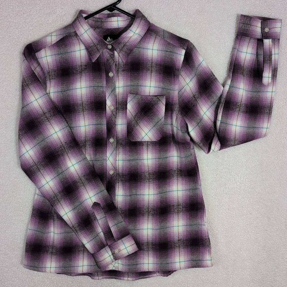 Mountain Club Outdoor Experience Womens Size Large‎ Soft Purple Plaid Flannel...